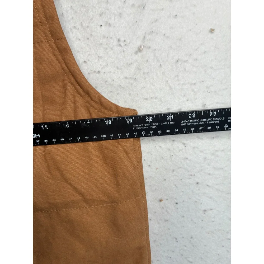 Wrangler Workwear Mens Small Brown Canvas Hooded Quilted Utility Vest 6299 WRG